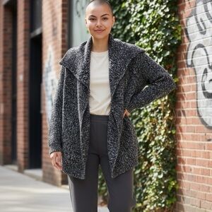 Theory Women's Gray Open Front Chunky Wool Blend Sweater Cardigan